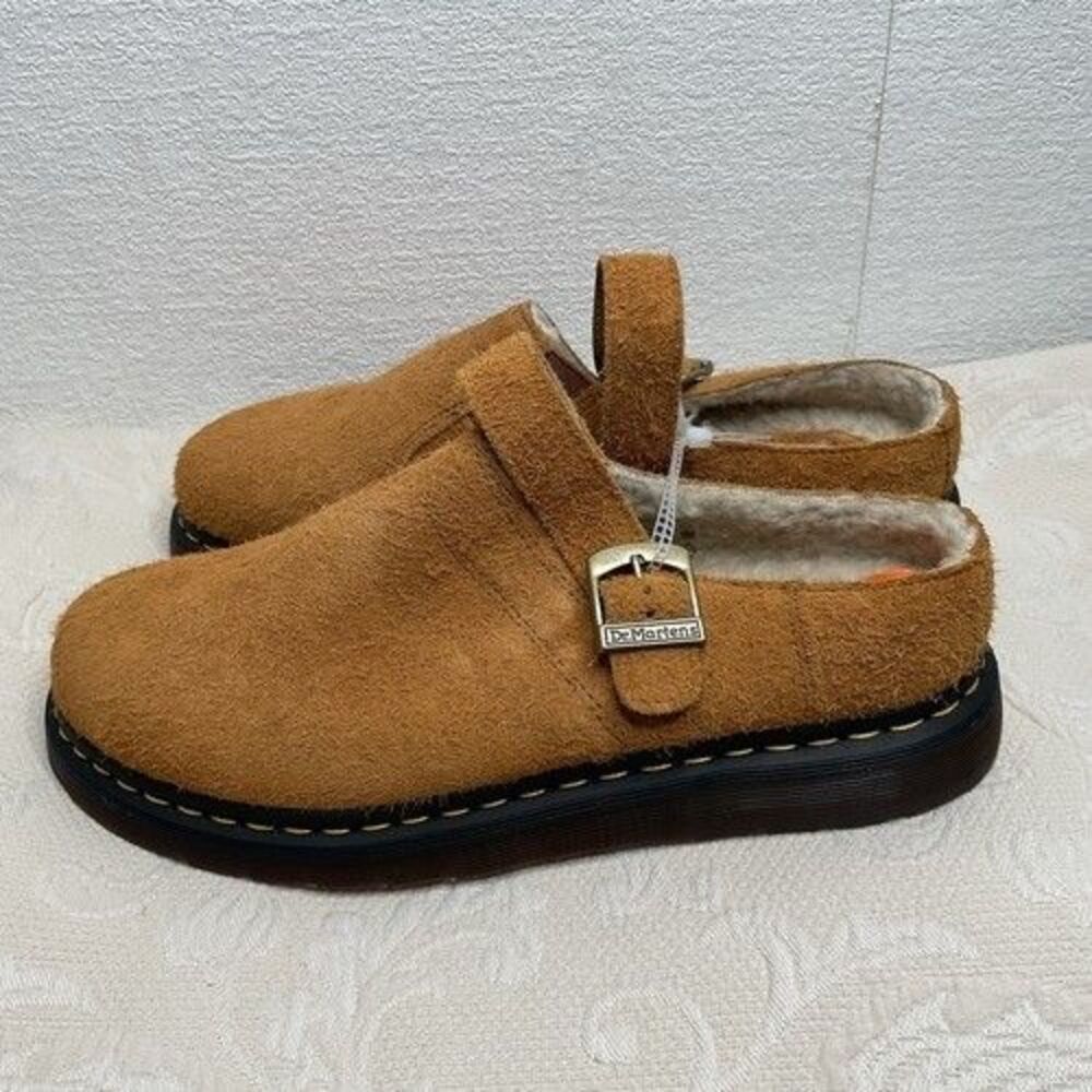 NWOB Dr. Martens Isham Brown Shearling Suede Slingback Mules Unisex Size M12/W13